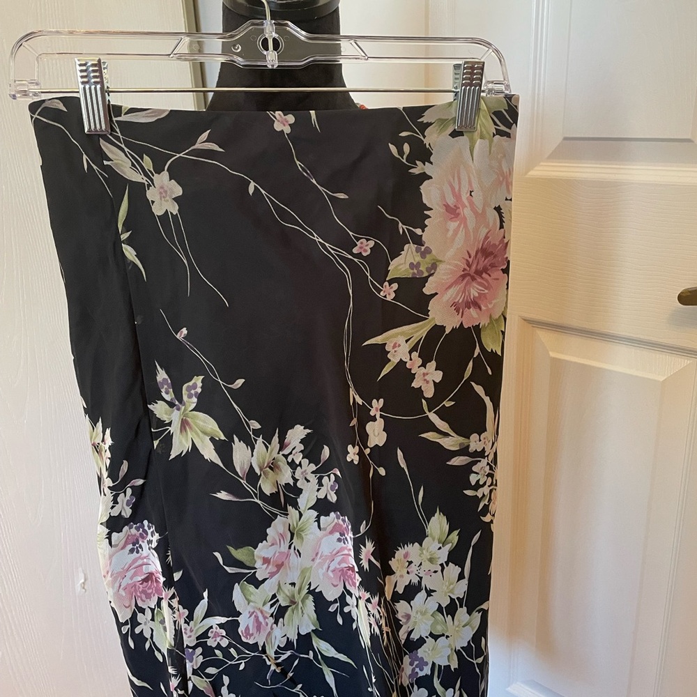 Necessary Objects Black Floral Maxi Skirt Size Small